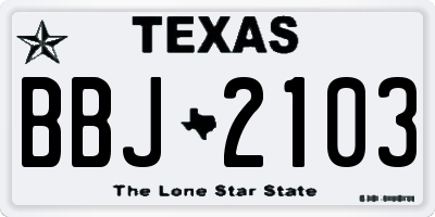 TX license plate BBJ2103