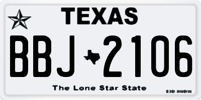 TX license plate BBJ2106