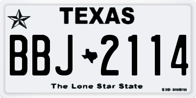 TX license plate BBJ2114