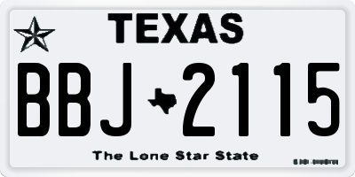 TX license plate BBJ2115