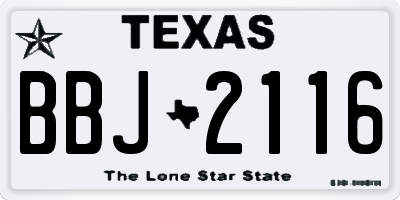 TX license plate BBJ2116