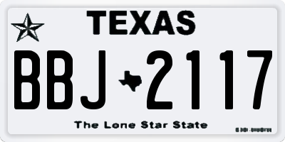 TX license plate BBJ2117