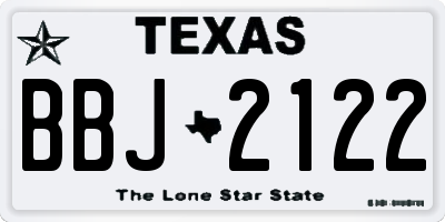 TX license plate BBJ2122