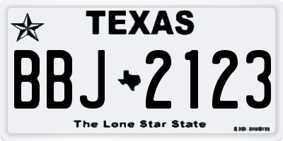 TX license plate BBJ2123