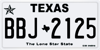 TX license plate BBJ2125