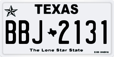 TX license plate BBJ2131