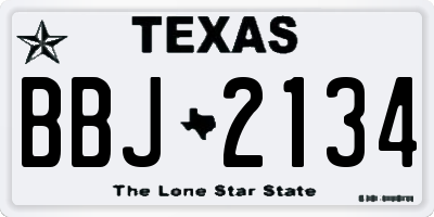 TX license plate BBJ2134