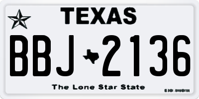 TX license plate BBJ2136