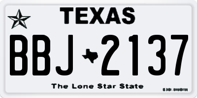 TX license plate BBJ2137