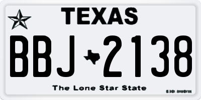 TX license plate BBJ2138