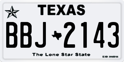 TX license plate BBJ2143