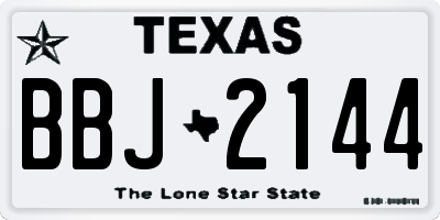 TX license plate BBJ2144