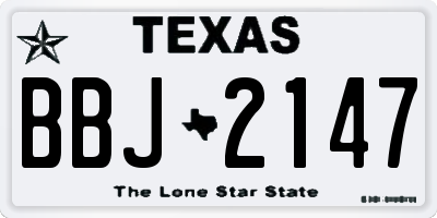 TX license plate BBJ2147