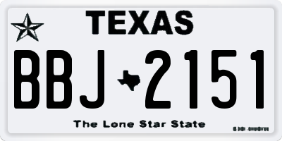 TX license plate BBJ2151