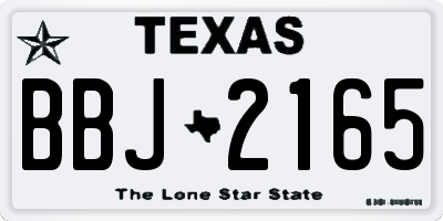 TX license plate BBJ2165