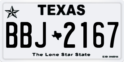 TX license plate BBJ2167