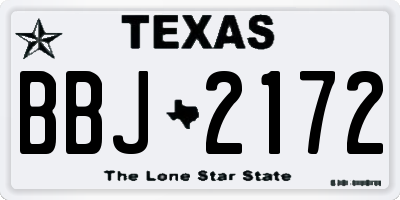 TX license plate BBJ2172