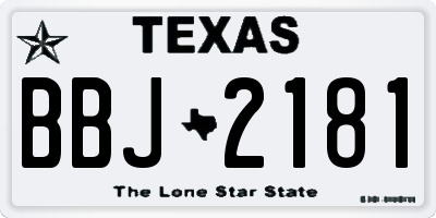 TX license plate BBJ2181