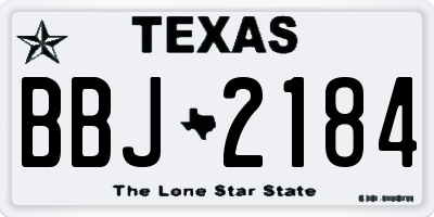 TX license plate BBJ2184