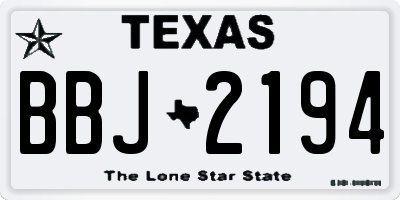 TX license plate BBJ2194