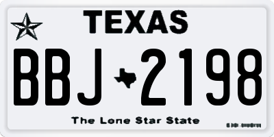 TX license plate BBJ2198