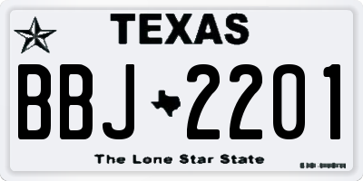TX license plate BBJ2201