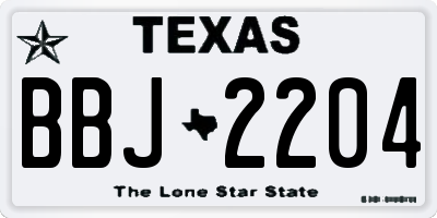 TX license plate BBJ2204