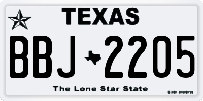 TX license plate BBJ2205
