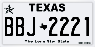 TX license plate BBJ2221
