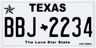 TX license plate BBJ2234