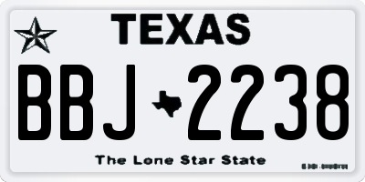 TX license plate BBJ2238