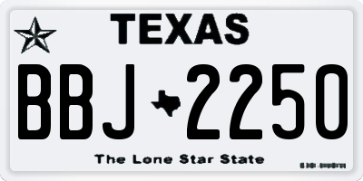 TX license plate BBJ2250