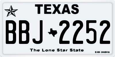 TX license plate BBJ2252