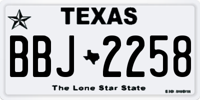 TX license plate BBJ2258