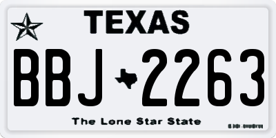 TX license plate BBJ2263