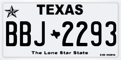 TX license plate BBJ2293