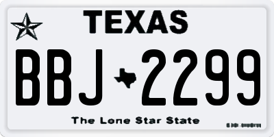 TX license plate BBJ2299