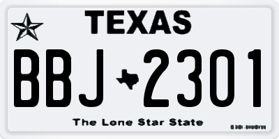 TX license plate BBJ2301