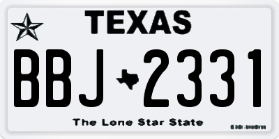 TX license plate BBJ2331
