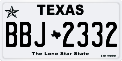 TX license plate BBJ2332