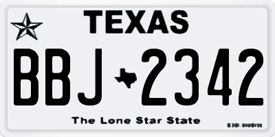 TX license plate BBJ2342