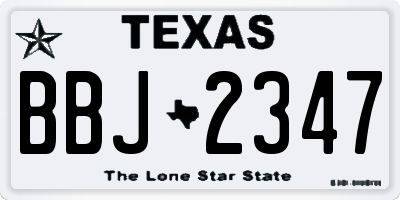 TX license plate BBJ2347