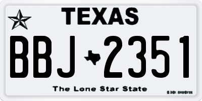 TX license plate BBJ2351