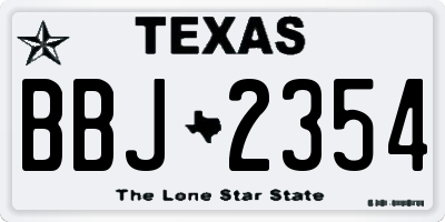 TX license plate BBJ2354