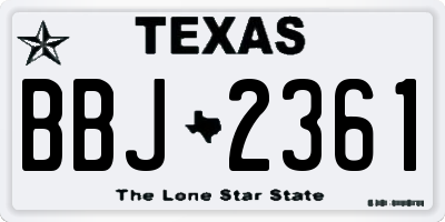 TX license plate BBJ2361