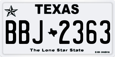 TX license plate BBJ2363