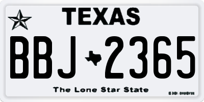 TX license plate BBJ2365