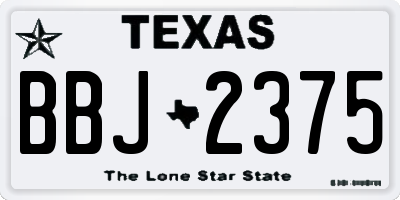 TX license plate BBJ2375