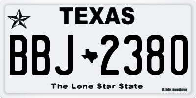 TX license plate BBJ2380