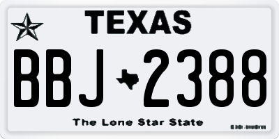 TX license plate BBJ2388
